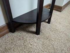 Dark Wood Half-Moon Entryway Table With Drawer