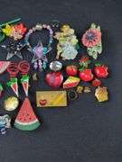 Collection of Fruit and Novelty Brooches and Jewelry