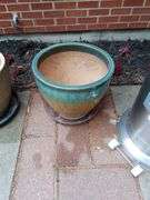 Two-Tone Glazed Ceramic Planter