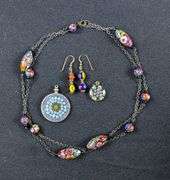 Millefiori Style Bead Necklace, Earrings, and Pendants Set