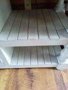 Distressed Farmhouse 3-Drawer Media Console Table With Glass Doors and Shelving
