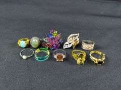 Assorted Costume Jewelry Fashion Rings - Mixed Styles and Materials