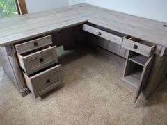 Corner L-Shaped 2-Piece Computer Desk with Drawers and Locking Cabinet