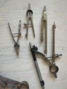 Machinist Tools Including Dividers, Calipers, Squares, Vise