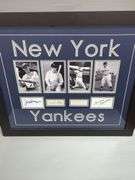 New York Yankees Framed Photographs And Autographs Including Joe DiMaggio, Babe Ruth, Lou Gehrig, And Mickey Mantle