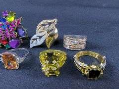 Assorted Costume Jewelry Fashion Rings - Mixed Styles and Materials