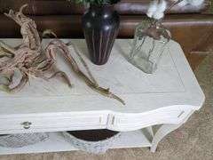 White Oak Eggshell Sofa Table with Center Drawer, See Lots 52, 62 And 260 For Matching Items