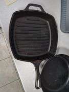 Lodge Cast Iron Grill Pan and Florence Stove And Range Co Number 8 Skillet