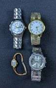 Four Assorted Wristwatches: Freedagar, Geneva, and Bulova With 10K Rolled Gold Plate