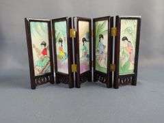 Original Artmark Asian Inspired Vase And Miniature Folding Screen