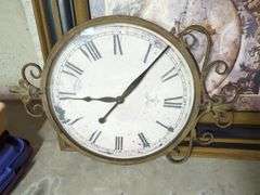 Framed Globe Print and Decorative Clock