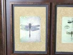 Dragonfly Botanical Triptych Framed Print, 32" x 58" x 1.25"