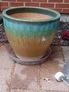 Two-Tone Glazed Ceramic Planter
