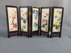 Original Artmark Asian Inspired Vase And Miniature Folding Screen