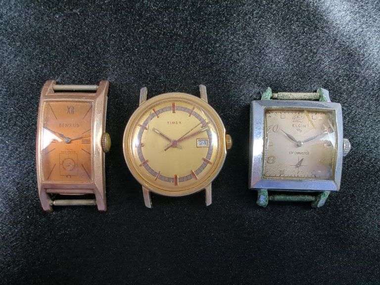 Benrus, Timex, and Elgin Watches, Qty. 3, Unknown Working Order
