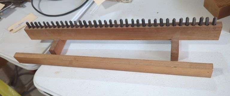 Metal Letter Stamp Set with Wooden Holder
