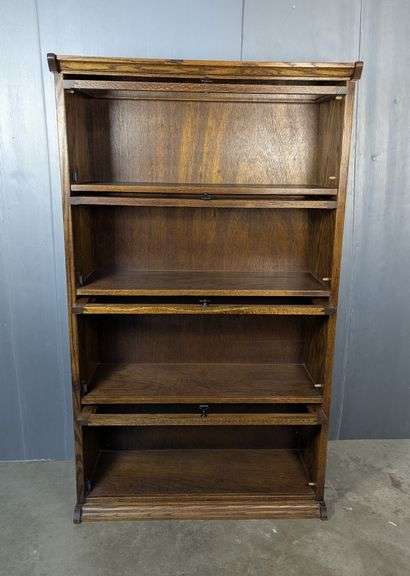 Four-Tier Wood Barrister Bookcase with Glass Fronts