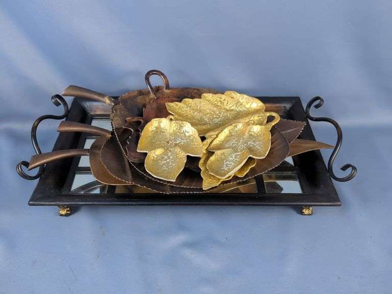 Decorative Leaf Trays and Mirrored Tray Assortment