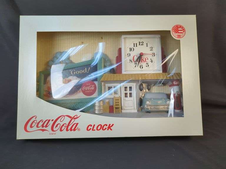 Coca-Cola Clock "Good!" Garage Scene Collectible