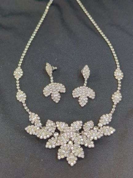 Ladies Rhinestone Costume Jewelry Including Necklaces, Earrings, Hair Comb , And More