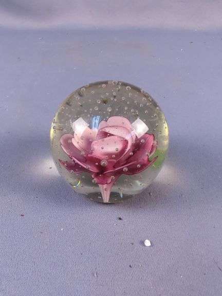 Decorative Glass Paperweights with Floral and Bird Designs