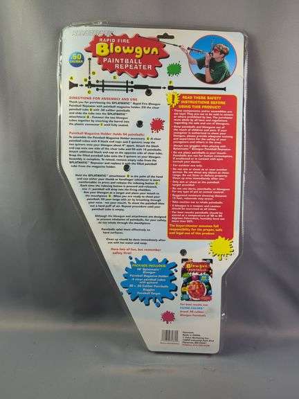 Splatmatic Rapid Fire Blowgun Paintball Repeater With Safety Glasses, Targets, And Additional Paintballs