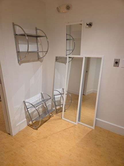 Assorted Mirrors And Metal Display Shelves