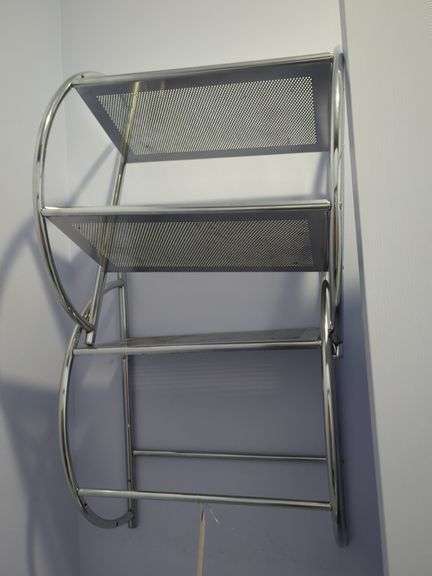 Chrome Finish Three Tiered Rack With Towel Bar
