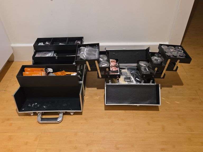 Eyelash Extension Supplies and Two Carrying Cases