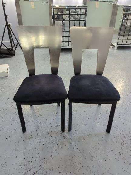 Modern Metal and Upholstered Chairs, Qty 2