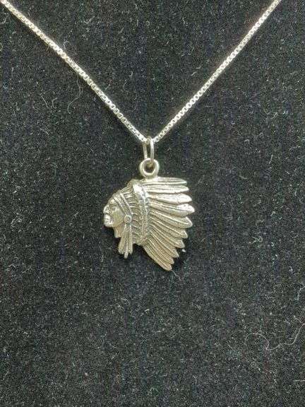 Ladies Sterling Silver Indian Chief Earrings and Necklace