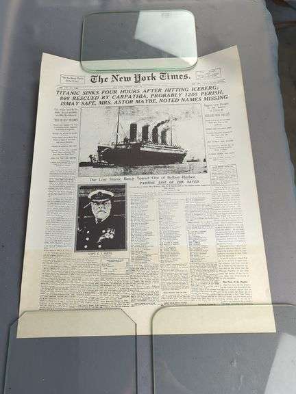 Titanic Sinks April 16, 1912 New York Times Newspaper Reprint