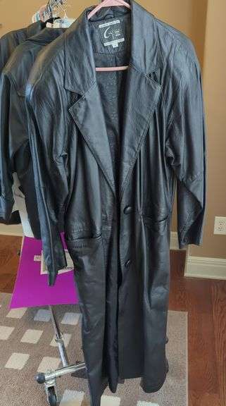 Global Identity Womens Leather Trench Coat, Size M
