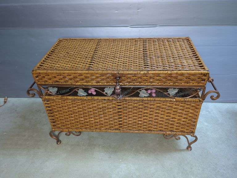 Wicker Trunk Chest with Ornate Metal Accents