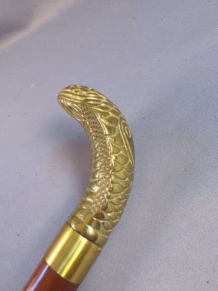 Brass Cobra Head Handled Walking Stick