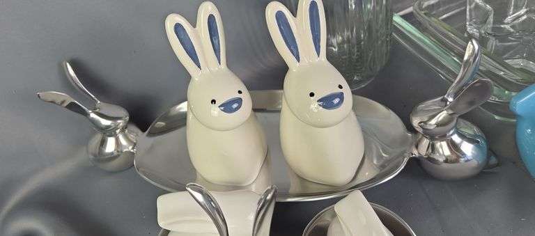 Housewares Assortment, Includes Pitcher, Bunny Accents, Dishes, and Napkin Rings