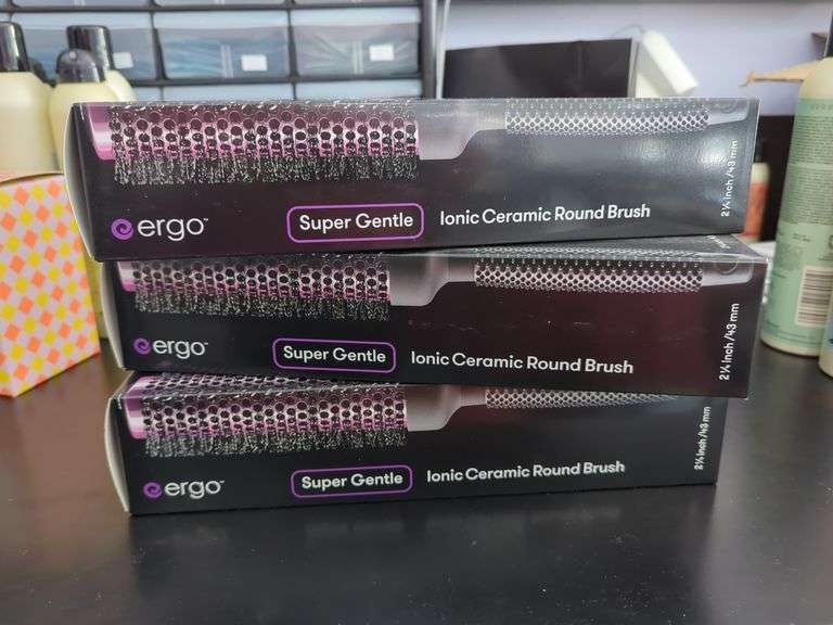 Ergo Super Gentle Ionic Ceramic Round Brushes, Qty 3