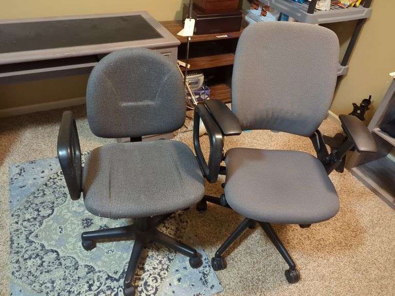 Rolling Adjustable Office Chairs, Qty 2