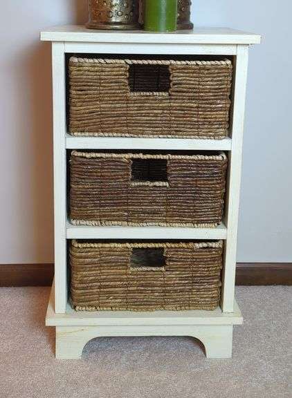 Entryway Table with Woven Basket Drawers