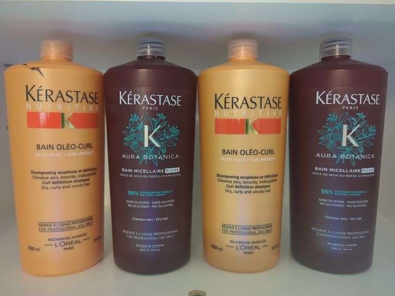 Kerastase Paris Professional Shampoo Including Aura Botanica and Bain Oleo-Curl, Qty 4, Unopened