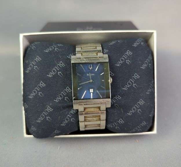 Bulova Silver Toned Stainless Steel Watch, In Box With Spare Links