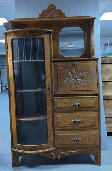 Secretary Desk with Glass Door Display Cabinet