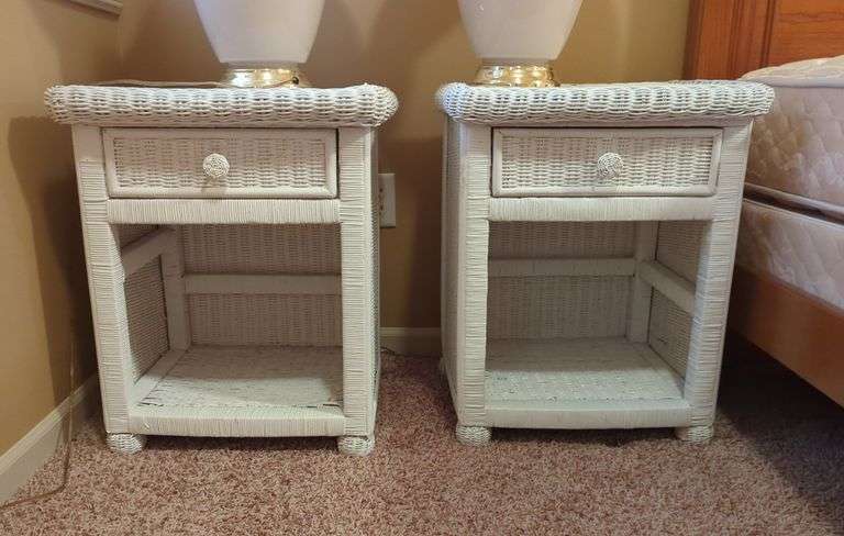 Wicker Nightstands, Qty 2