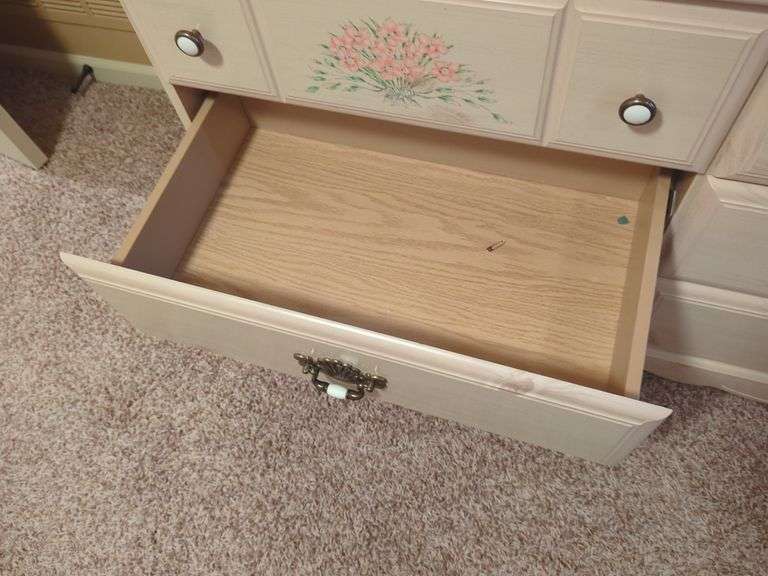 Painted Wood Dresser with Mirror