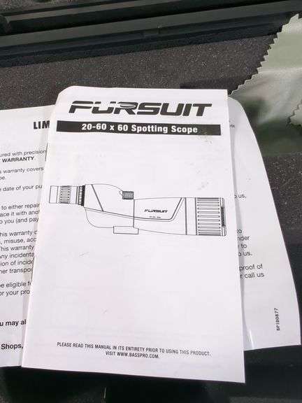 Pursuit 20-60x60 Spotting Scope, With Tripod And Instructions, In Foam Lined Hard Case