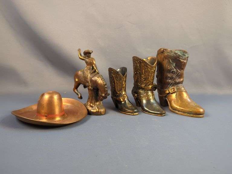Collection Of Brass Cowboy Figurines