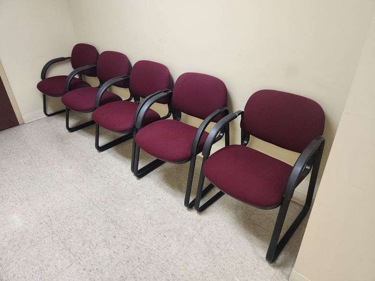 HON Metal Framed Upholstered Reception Chairs, Qty 5