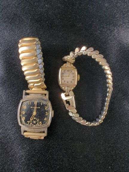 Two Wristwatches: Bulova and Elgin, No Crystals, Unknown Working Order