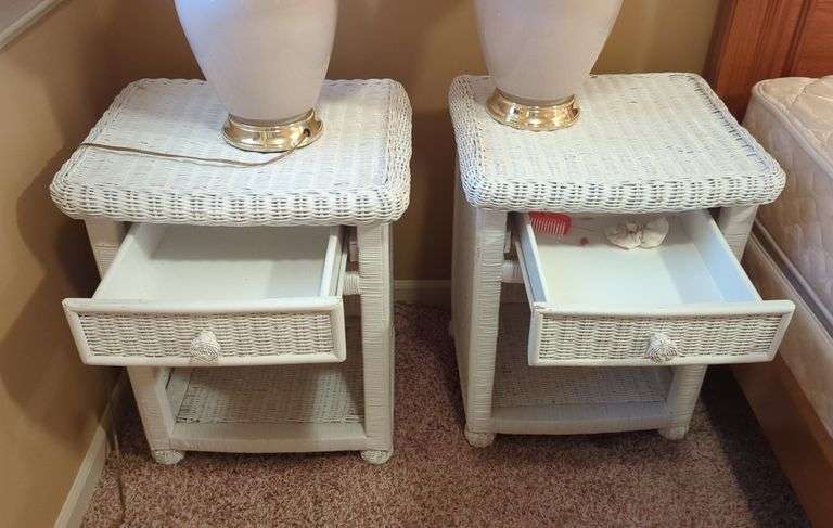 Wicker Nightstands, Qty 2
