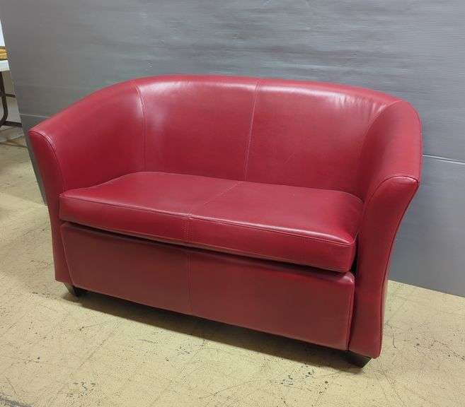 Red Faux Leather Loveseat Sofa